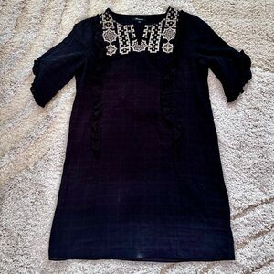 Madewell Black Embroidered Ruffled Tunic